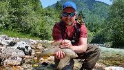 Kristin and Co, Rainbow trout June L, Slovenia fly fishing